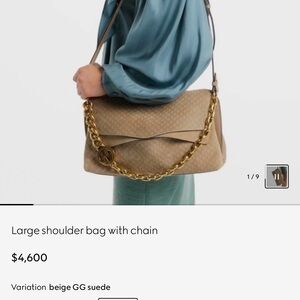 Gucci Tan Shoulder Bag with Gold Chain